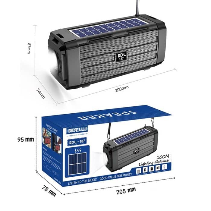 BDL-187 LED-Licht Solar Wireless Bluetooth Lautsprecher Tragbares Outdoor Camping FM Radio – Bild 3
