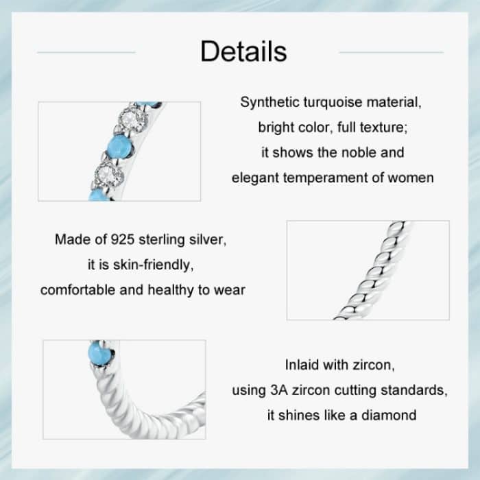 S925 Sterling Silber Platin Zirkon Vintage Blau Türkis Ring – Bild 4