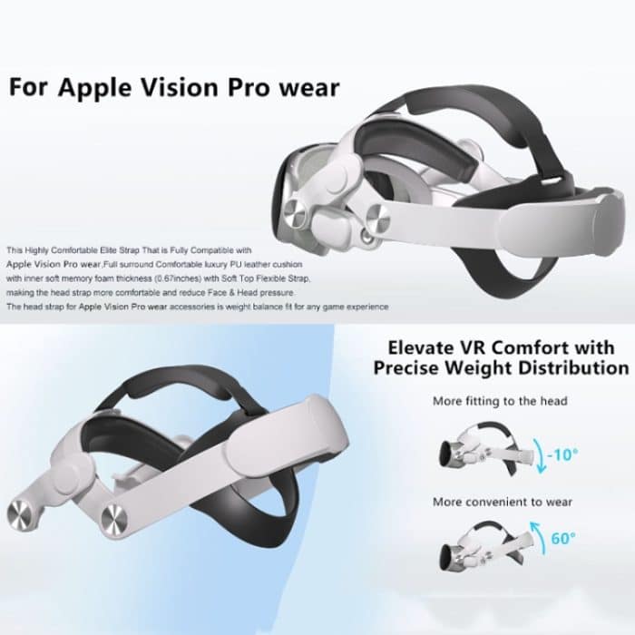Für Apple Vision Pro VR-Headset, austauschbarer Elite-Gurt, komfortables, verstellbares Kopfband – Bild 5
