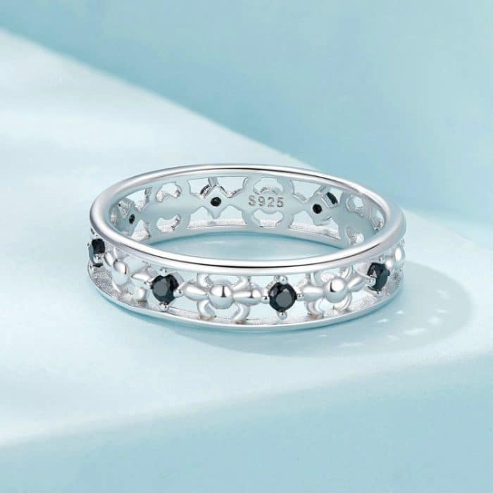 S925 Sterling Silber Platin Zirkon Vintage Iris Hohlmuster Ring – Bild 3