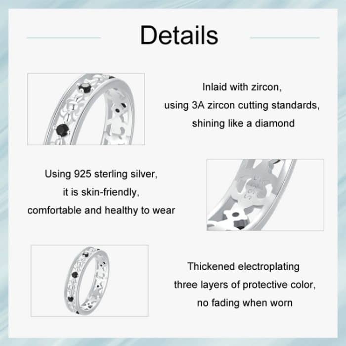 S925 Sterling Silber Platin Zirkon Vintage Iris Hohlmuster Ring – Bild 4