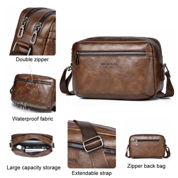 WEIXIER D523 Herren Umhängetasche mit großem Fassungsvermögen, einzelne Schultertasche, lässige Messenger-Handtasche aus PU – Bild 6