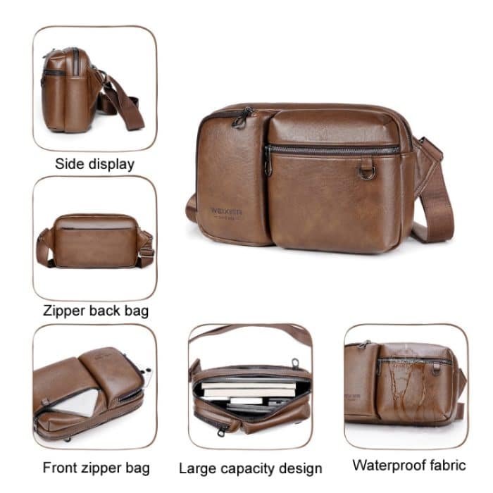 WEIXIER D401 Herren Umhängetasche mit großem Fassungsvermögen, einzelne Schultertasche, lässige Messenger-Handtasche aus PU – Bild 6