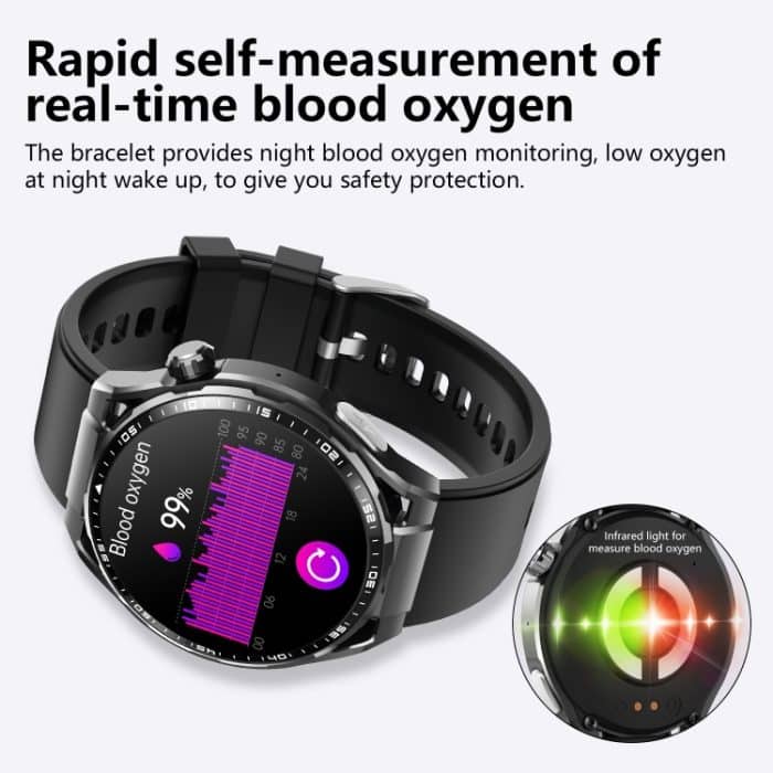 F200 Smart Health Watch EKG Elektrokardiogramm Blutzuckerüberwachung 1,55 Zoll runder Bildschirm, Black Silicone, Black Leather, Black Brown Leather, Black Milan, Black 3-Beads Steel, Black Bamboo, Black Gray Silicone – Bild 7