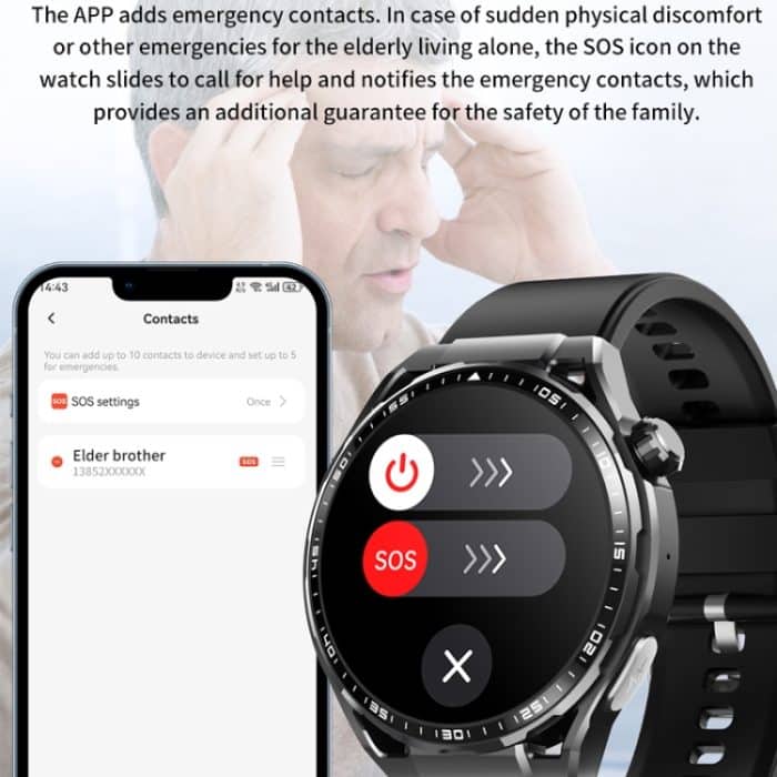 F200 Smart Health Watch EKG Elektrokardiogramm Blutzuckerüberwachung 1,55 Zoll runder Bildschirm, Black Silicone, Black Leather, Black Brown Leather, Black Milan, Black 3-Beads Steel, Black Bamboo, Black Gray Silicone – Bild 9