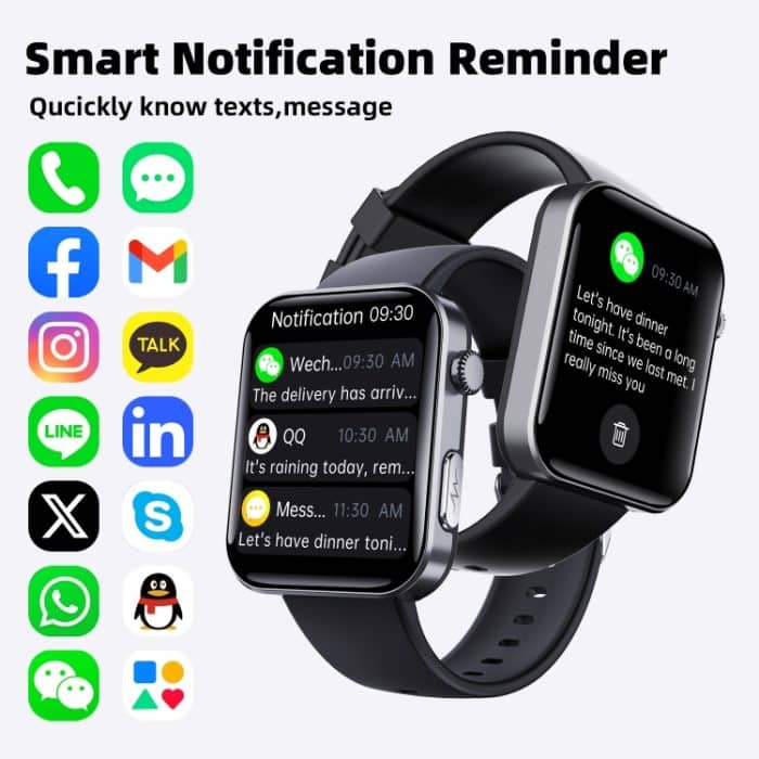 F300 Smart Watch mit 2,1-Zoll-Bildschirm unterstützt Bluetooth-Anrufe/EKG/Blutzusammensetzungsanalyse/über 50 Sportmodi, Black Silicone, Black Pink Silicone, Black Gray Silicone, Black Milan, Black 3-Beads Steel, Black Leather, Black Brown Leather – Bild 4