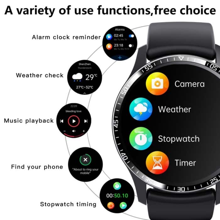 F207 Smart Watch 1,35 Zoll schmaler Bildschirmrand unterstützt Bluetooth-Anrufe / 24-Stunden-Gesundheitsüberwachung / über 150 Sportmodi, Black Silicone, Silver Gray Silicone, Black Milan, Silver Milan, Black 3-Beads Steel, Silver 3-Beads Steel... – Bild 6