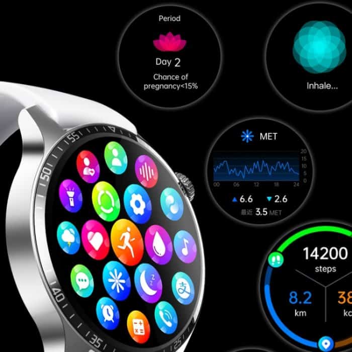 F207 Smart Watch 1,35 Zoll schmaler Bildschirmrand unterstützt Bluetooth-Anrufe / 24-Stunden-Gesundheitsüberwachung / über 150 Sportmodi, Black Silicone, Silver Gray Silicone, Black Milan, Silver Milan, Black 3-Beads Steel, Silver 3-Beads Steel... – Bild 9