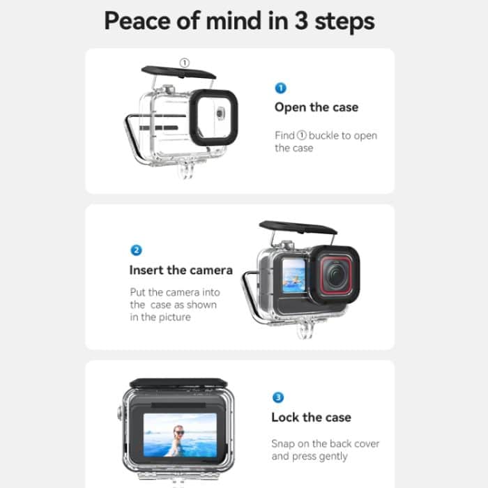 Für Insta360 Ace Pro Kamera TELESIN 45m Wasserdichte Fall Unterwasser Tauchen Gehäuse Abdeckung – Bild 8