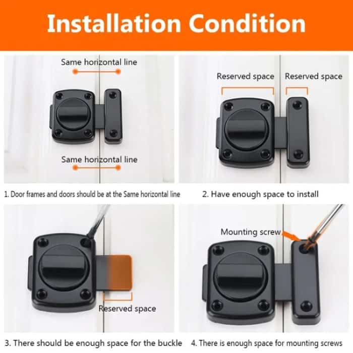 Edelstahl Drehriegelverschluss Anti-Diebstahl-Sicherheit Badezimmertürschloss Federriegel, Small Silver, Small Black, Small Red Bronze, Large Silver, Large Black, Large Red Bronze, Extra Large Silver, Extra Large Black, Extra Large Red Bronze – Bild 11