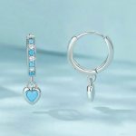 S925 Weiß-überzogene Retro Herz-förmigen Blau Türkis Ohrringe – Bild 3