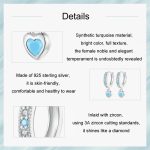 S925 Weiß-überzogene Retro Herz-förmigen Blau Türkis Ohrringe – Bild 5