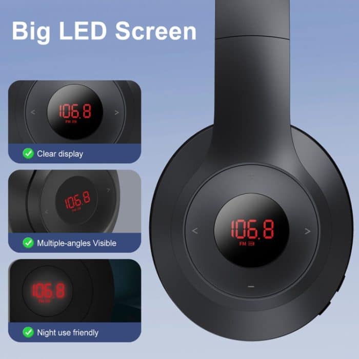 X5 Tragbarer, digitaler Display-Klapp-Headset-FM-Radio-Kopfhörer, Charging White, Charging Black, Bluetooth White – Bild 3