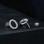 S925 Sterling Silber Platinierte Moissanit Geometrische Kreis Ohrringe – Bild 2