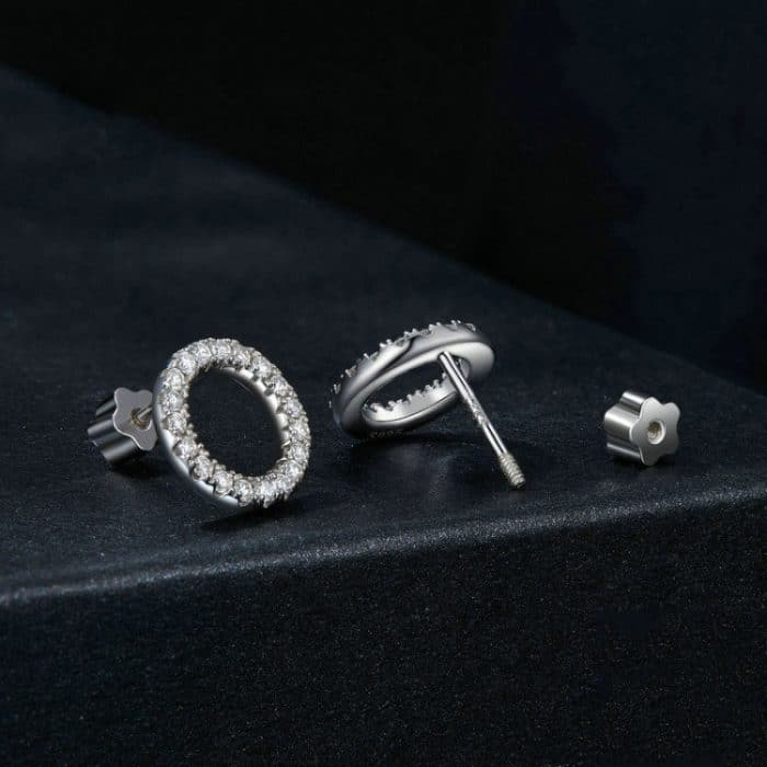 S925 Sterling Silber Platinierte Moissanit Geometrische Kreis Ohrringe – Bild 2