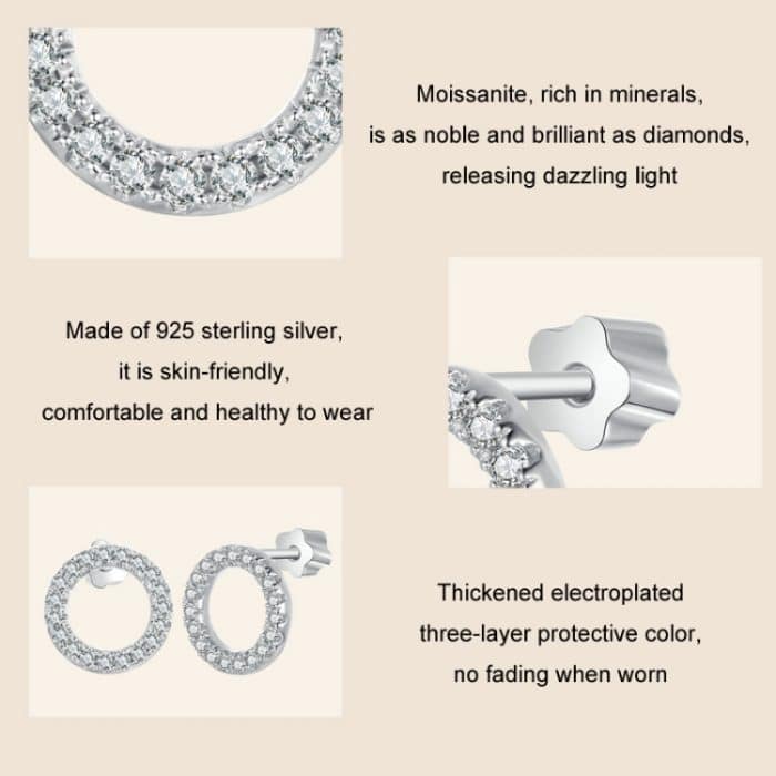 S925 Sterling Silber Platinierte Moissanit Geometrische Kreis Ohrringe – Bild 4