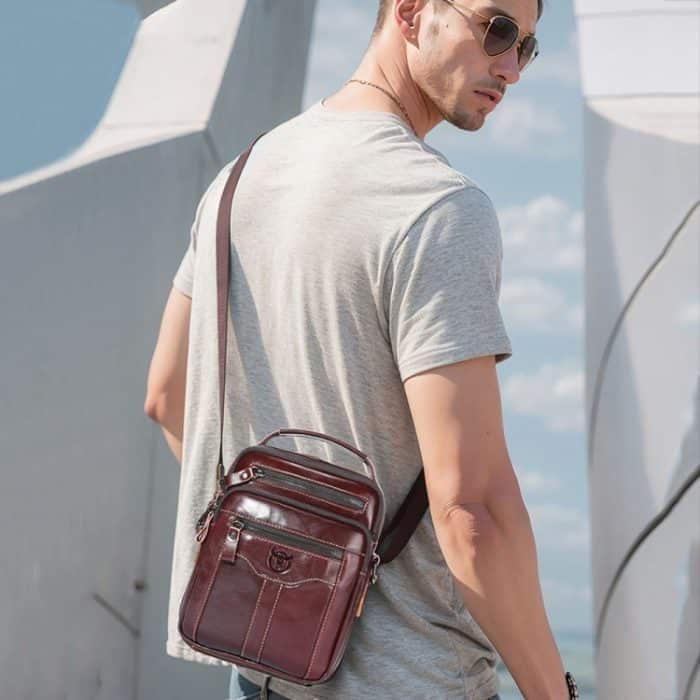 BULL CAPTAIN 0400 Große Umhängetasche aus erster Schicht Rindsleder im Retro-Stil mit einer Schulter – Bild 8