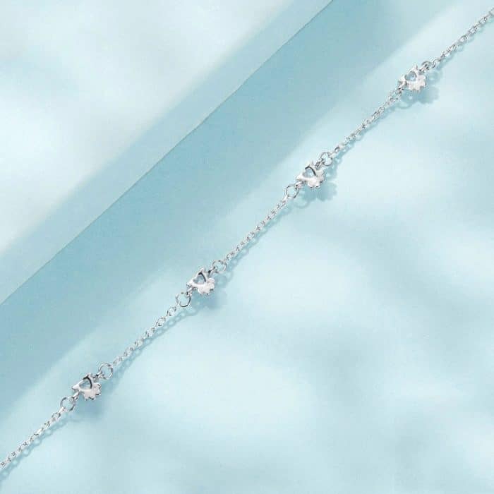 S925 Sterling Silber Platiniertes süßes Hundepfotenarmband – Bild 3