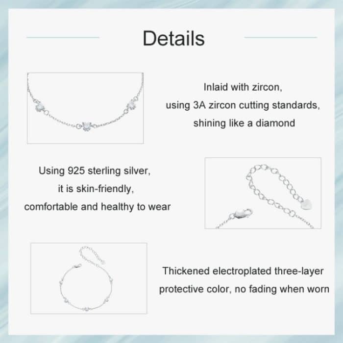 S925 Sterling Silber Platiniertes süßes Hundepfotenarmband – Bild 4