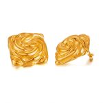 1 Paar Edelstahl Ohrringe Einfache Plissee Quadrat Temperament Ohrringe