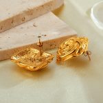 1 Paar Edelstahl Ohrringe Einfache Plissee Quadrat Temperament Ohrringe – Bild 5