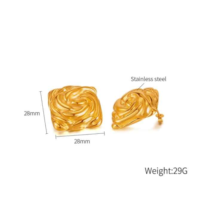 1 Paar Edelstahl Ohrringe Einfache Plissee Quadrat Temperament Ohrringe – Bild 6
