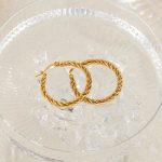 OPK GE960 1 Paar Ohrringe aus Edelstahl, vergoldet, Vintage-Stil, Twist – Bild 4