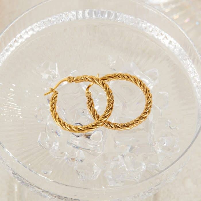 OPK GE960 1 Paar Ohrringe aus Edelstahl, vergoldet, Vintage-Stil, Twist – Bild 4