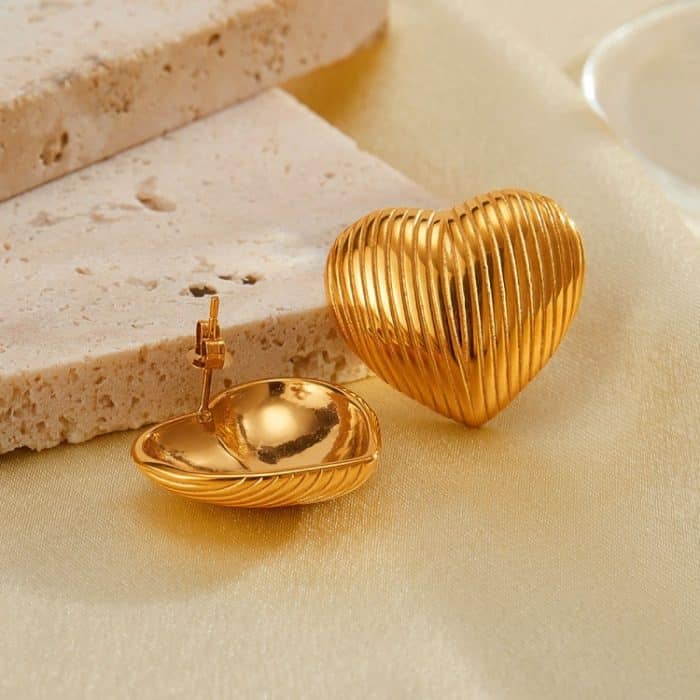 1 paar Vintage Herz Ohrringe Geometrische Personalisierte Einfache Edelstahl Ohrringe – Bild 5