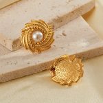 1 Paar Vintage Edelstahl Strukturierte Ohrringe Personalisierte Perlenohrringe – Bild 5