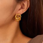 1 paar einfache geometrische geschlungen Temperament Ohrstecker Vintage Edelstahl Ohrringe – Bild 2