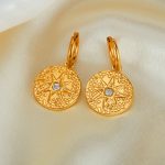 1 paar Einfache Edelstahl Runde Plaque Ohrringe Vintage Temperament Ohrringe – Bild 3