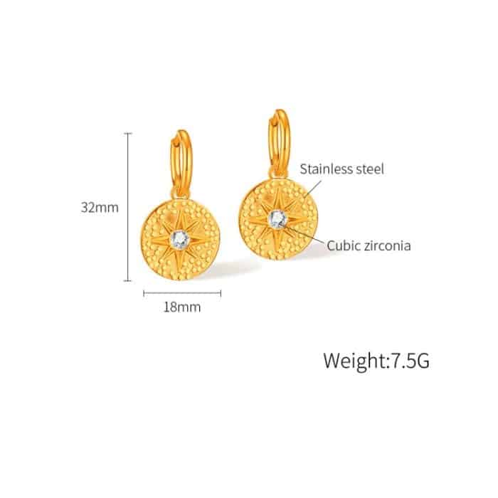 1 paar Einfache Edelstahl Runde Plaque Ohrringe Vintage Temperament Ohrringe – Bild 6