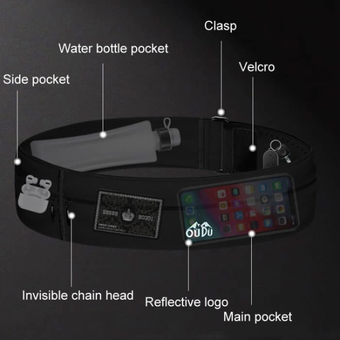 OUDU Outdoor Sports Tragbare Wickel-Hüfttasche Unisex Handytasche, Small, Large – Bild 8
