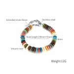 Edelstahlkette Buntes Vulkansteinarmband – Bild 6