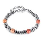 Titanstahlkette mit Holzsteinarmband