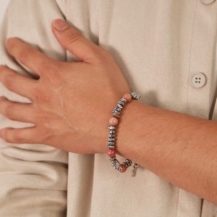 Titanstahlkette mit Holzsteinarmband – Bild 5