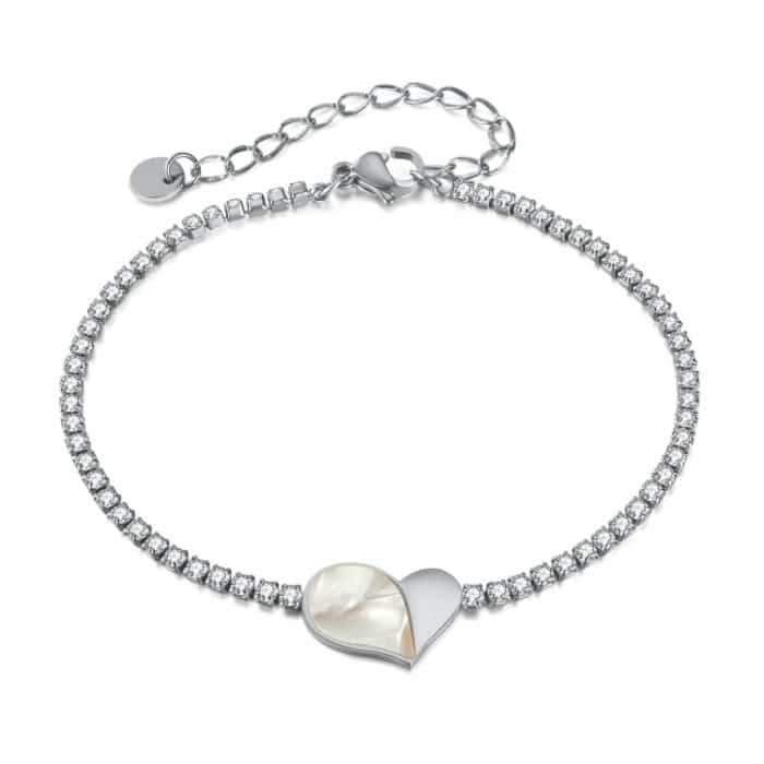 TBD0605120301.jpg OPK GS1549 Edelstahl Mit Diamanten Armband Liebe Herz Shell Hand Schmuck – Bild 1