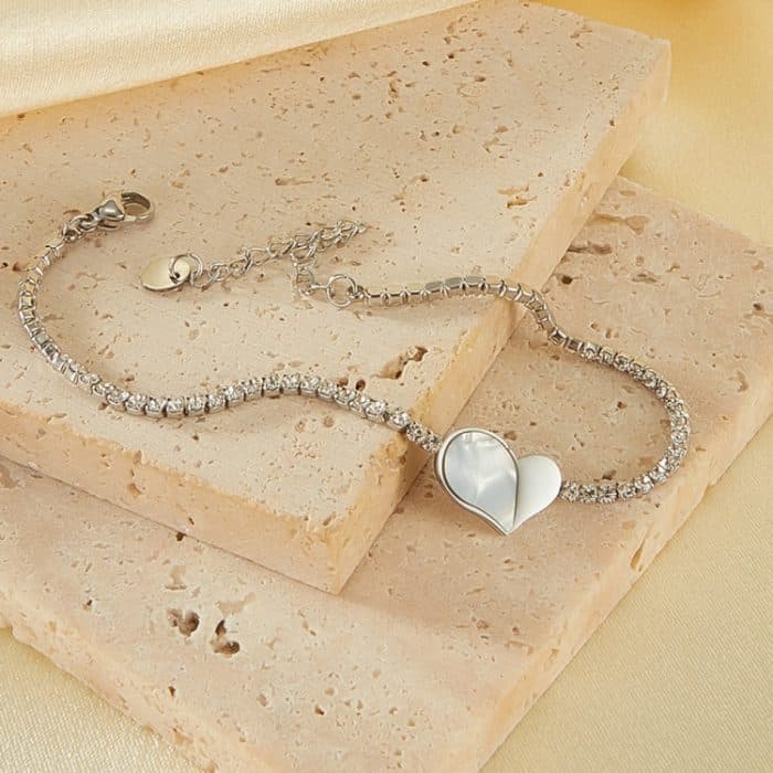 OPK GS1549 Edelstahl Mit Diamanten Armband Liebe Herz Shell Hand Schmuck – Bild 5