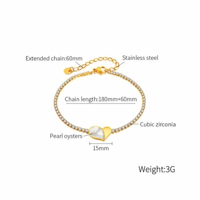 OPK GS1549 Edelstahl Mit Diamanten Armband Liebe Herz Shell Hand Schmuck – Bild 3