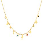 Bunte Dopamin Zirkonia Edelstahl Stereo Schmetterling Anhänger Halskette