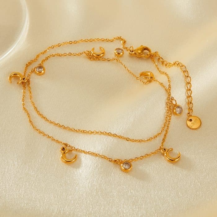 Schlichter Mondanhänger aus Edelstahl mit Zirkonia-Schlüsselbeinkette – Bild 4