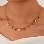 Halskette mit Herzanhänger aus Edelstahl und buntem Zirkonia – Bild 2