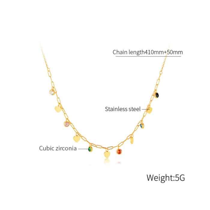 Halskette mit Herzanhänger aus Edelstahl und buntem Zirkonia – Bild 7