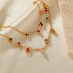 Bunte Dopamin Zirkonia Kleine Accessoires Edelstahl Schlüsselbein Kette – Bild 3