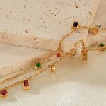 Bunte Dopamin Zirkonia Kleine Accessoires Edelstahl Schlüsselbein Kette – Bild 5