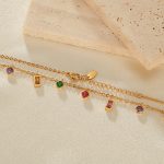 Bunte Dopamin Zirkonia Kleine Accessoires Edelstahl Schlüsselbein Kette – Bild 6