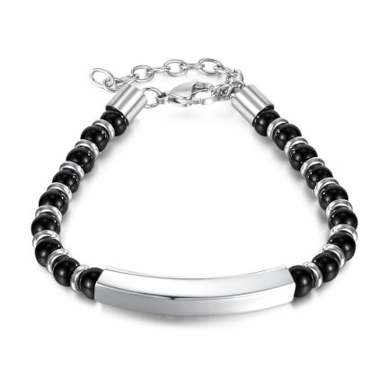OPK GS1552 Armband mit Onyx-Perlen aus Edelstahl
