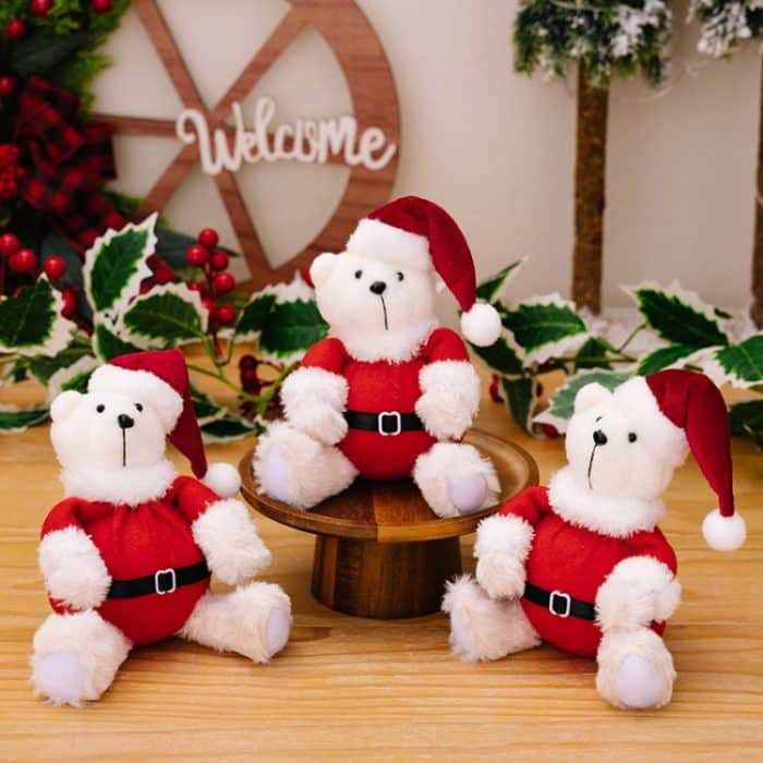 Plüsch Bär Puppe Weihnachten Ornamente Nette Puppe Dekorationen Weihnachten Kinder Geschenke, Sitting Bear – Bild 7