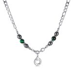 Personalisierte Hip Hop geometrische Anhänger Edelstahl Kette gespleißt Tiger Auge Stein Halskette